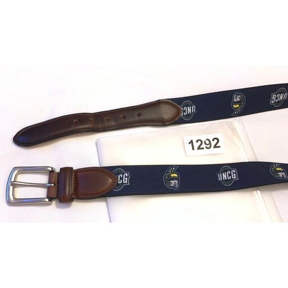T.B.Phelps University of North Carolina Greensboro Mens Belt Nylon Leather Sz 34 - Picture 16 of 16